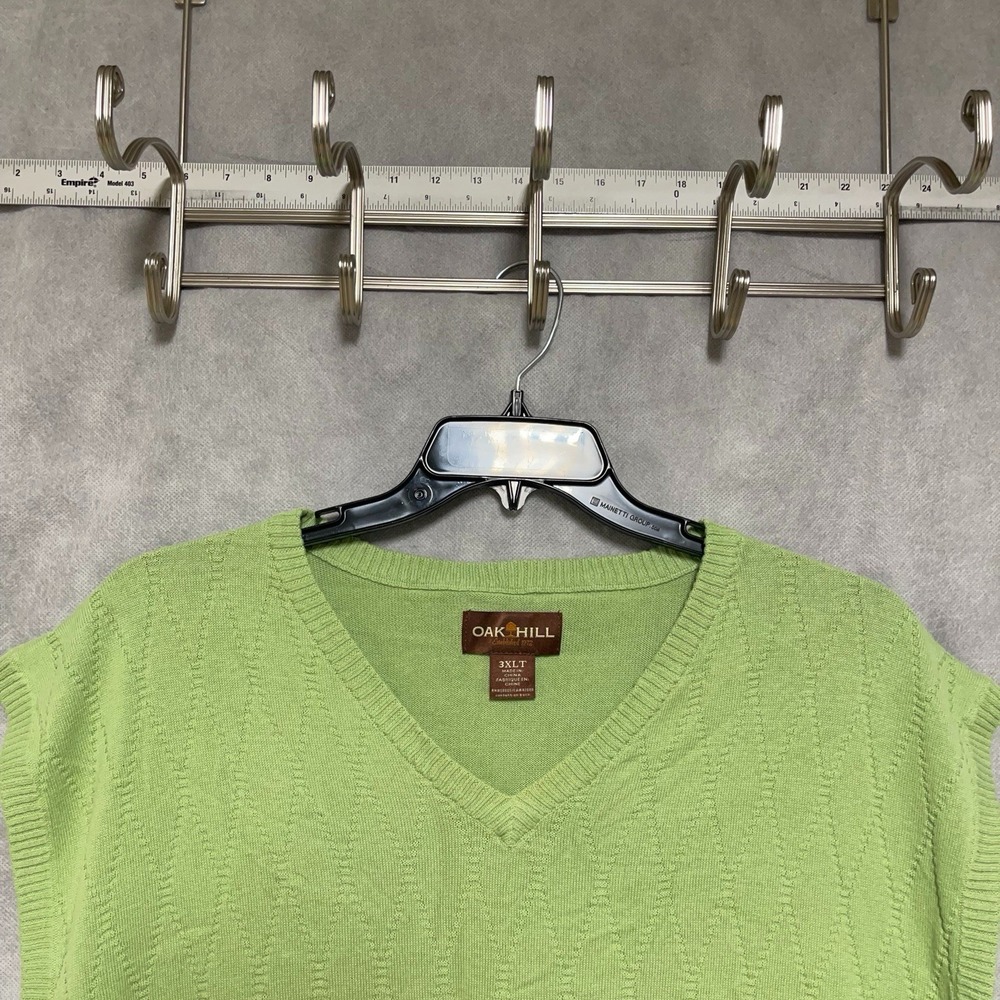 Oak Hill Vest Men 3XLT Big Tall Green Sweater Knit Argyle Pullover V Neck Cotton